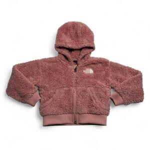 The North Face Pink Sherpa Fleece Zip Hoodie Kids Size 2T
